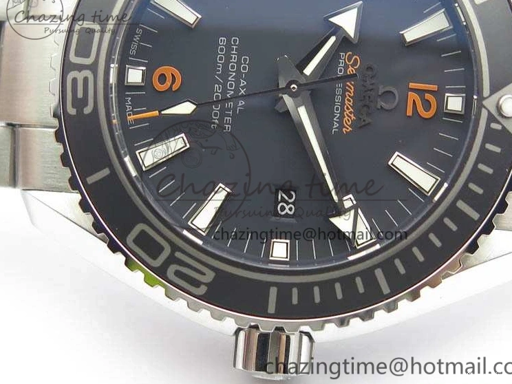 0508 Planet Ocean Pro 45mm OMF 1:1 Best Edition Orange Marker On SS Bracelet A8500 (Black Balance Wheel) Durable 8141
